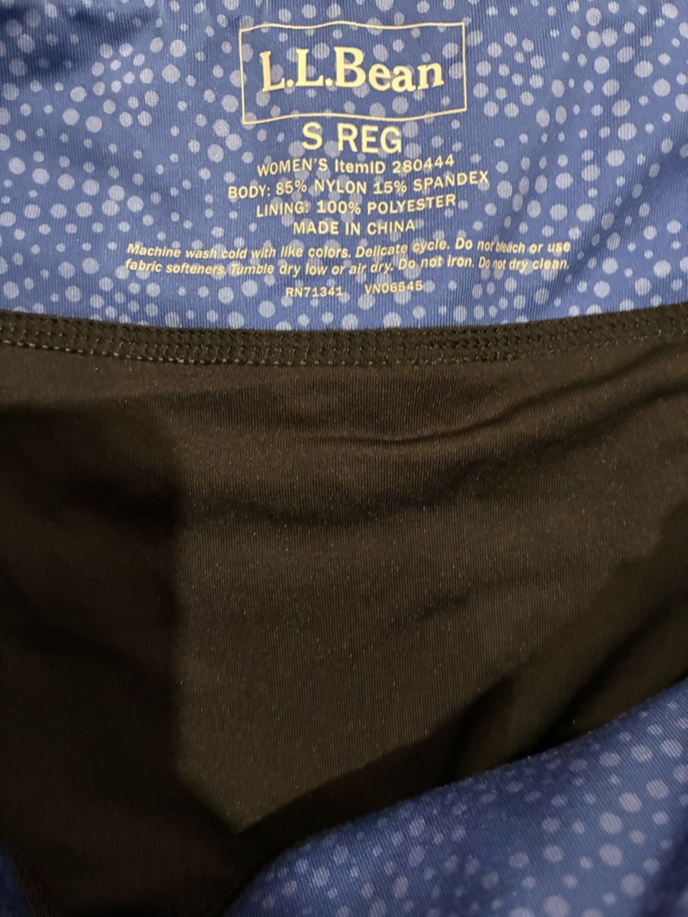 L.L. Bean Athletic Shorts Women's S Black with Blue Patterned Waistband LIKE NEW - Picture 4 of 4